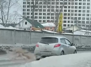 В Екатеринбурге засняли девушку за рулём легковушки, которая гнала по встречке