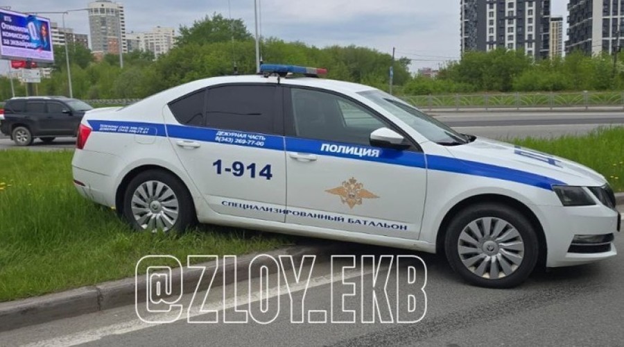 Екатеринбургские водители возмутились патрульным авто, припаркованным на газоне