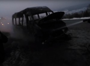 На Урале сгорела пассажирская маршрутка