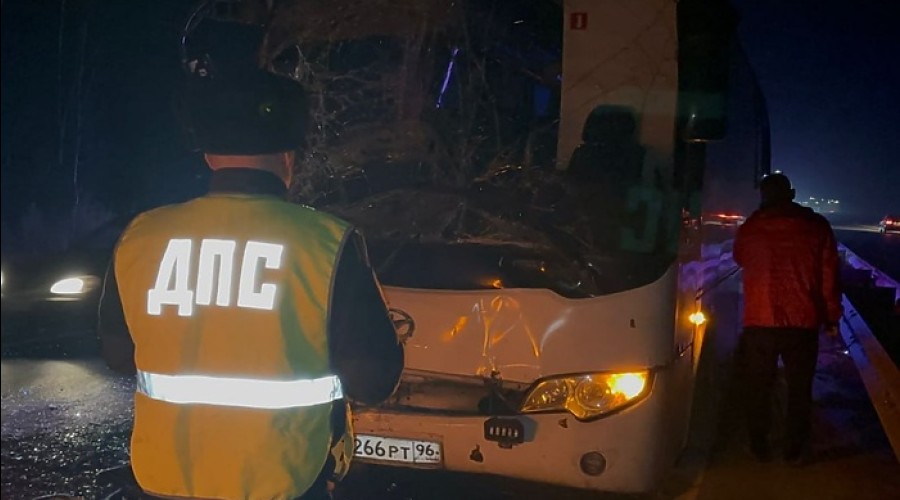 На свердловской трассе автобус с пассажирами влетел в фуру