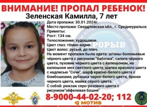 В Свердловской области пропала 7-летняя девочка